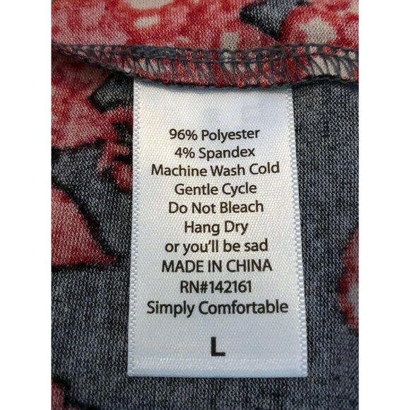 LuLaRoe Randy L Baseball Tee Long Sleeve Womens Top Black & Gray Floral NWT - Picture 6 of 9